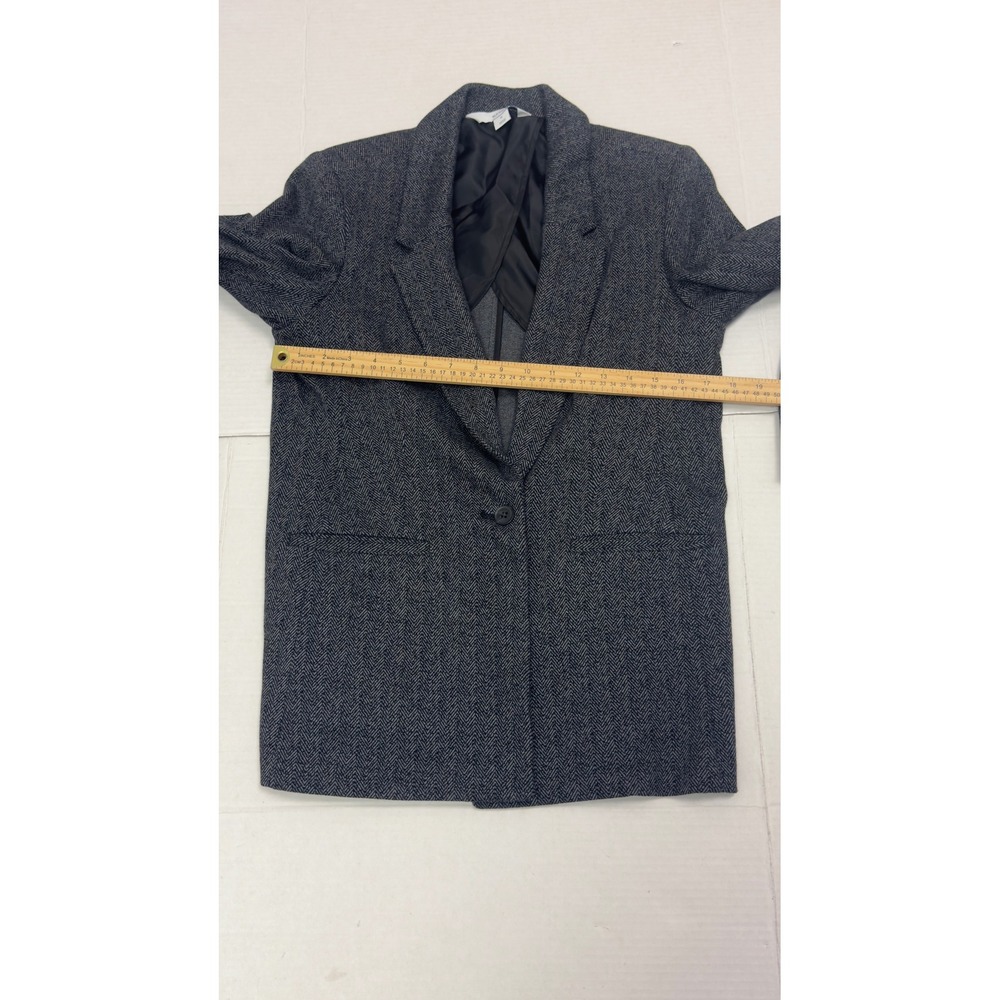 Old Navy Blazer Womens M Gray Herringbone Single Button‎ Jacket Academia Preppy - Picture 5 of 7